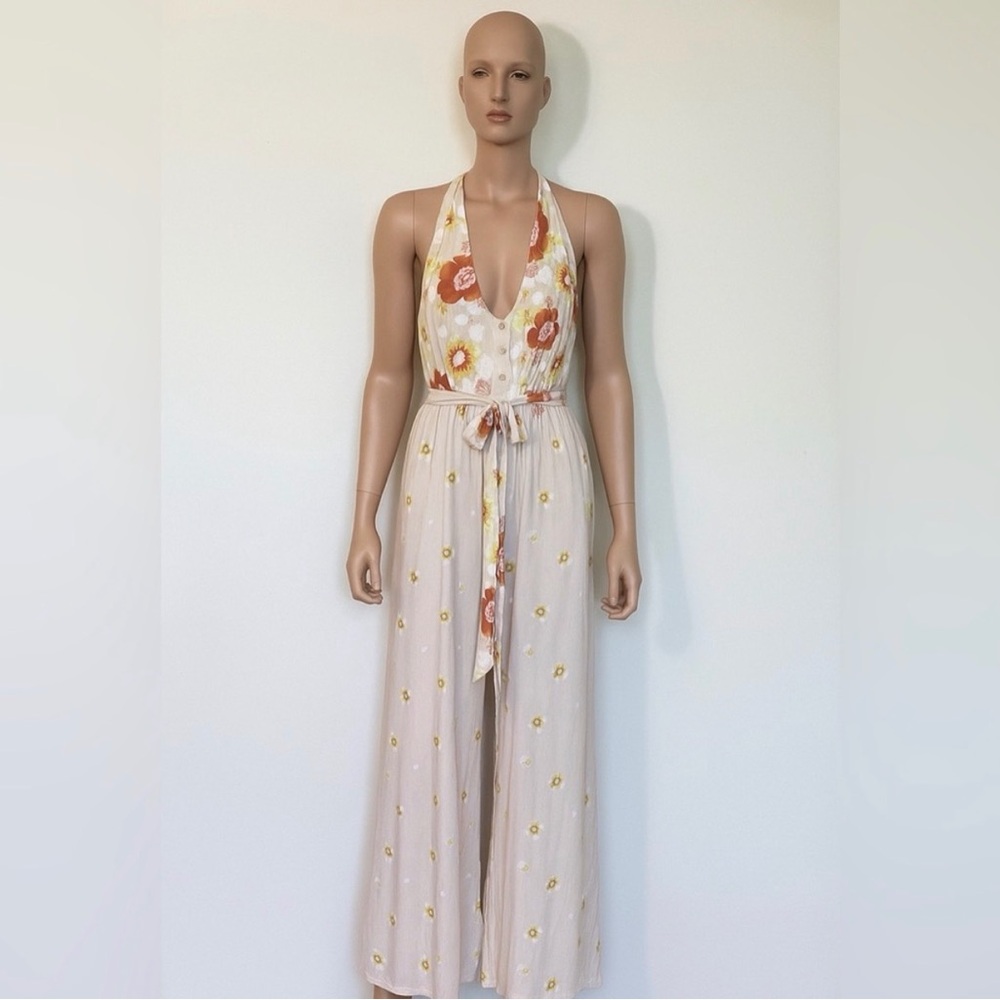 Free People Floral Halter Jumpsuit